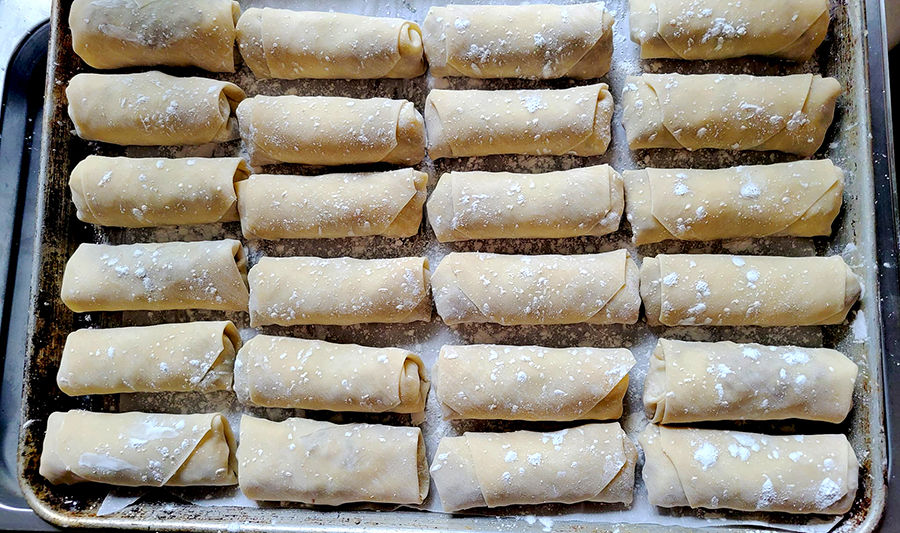 Freshly made eggrolls...DONE!